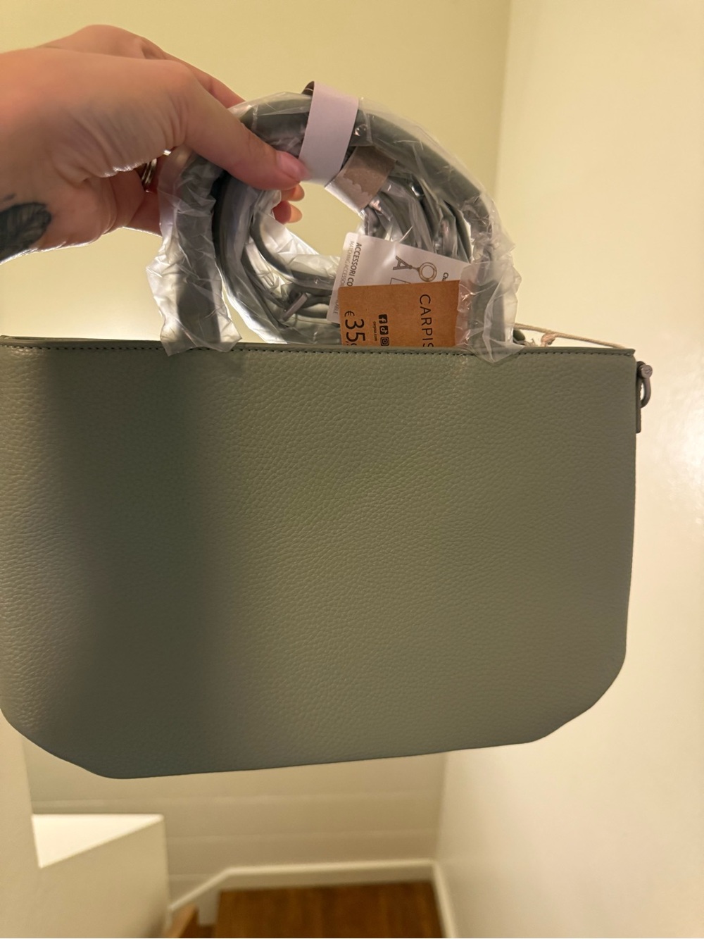Carpisa handbag in sage green.